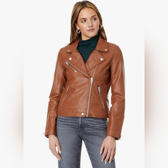 Blank NYC Jackets & Blazers - Blank NYC Faux Leather Moto Jacket Tan Size Medium